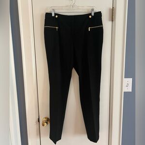 Calvin Klein Women’s Black Ankle Length Slim Pants with Gold Accents